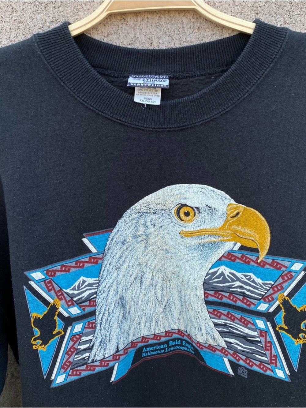 Vintage 90s American Bald Eagle Crewneck Sweatshirt MADE IN USA 2XL XXL